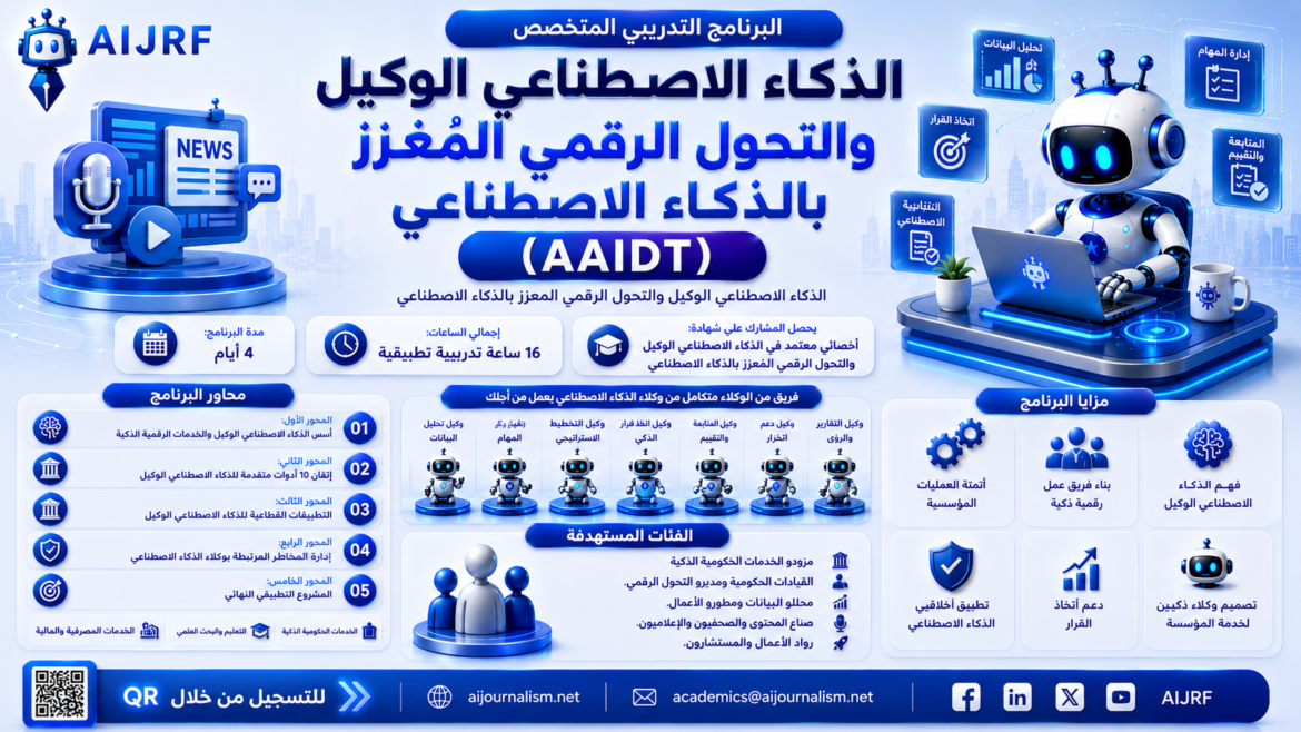 مؤسسة AIJRF تطلق برنامجاً متخصصاً في الذكاء الاصطناعي الوكيل والتحول الرقمي المُعزز بالذكاء الاصطناعي