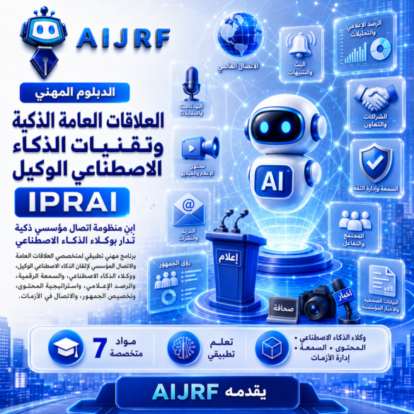 AIJRF تعلن إطلاق الدبلوم المهني في العلاقات العامة الذكية وتقنيات الذكاء الاصطناعي الوكيل (IPRAI)